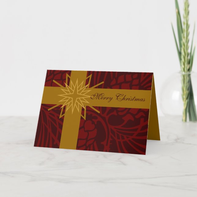 Tarjeta Festiva Merry Christmas Pine Cone Present III (Anverso)