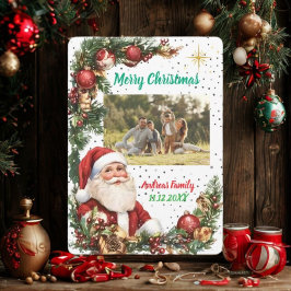 Tarjeta Festiva Merry Christmas Pineneedle Photo