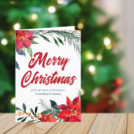 Tarjeta Festiva Merry Christmas Poinsettia Floral Personalizado Co