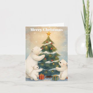Tarjeta Festiva Merry Christmas Polar Bear Christmas Card