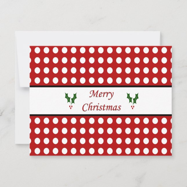Tarjeta Festiva Merry Christmas Polka Dot Holiday Card (Anverso)