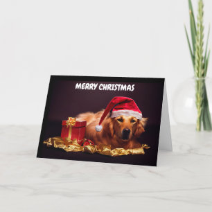 Tarjeta Festiva Merry Christmas Puppy Dog