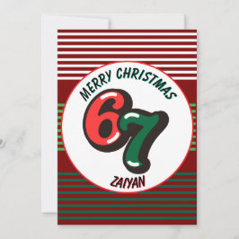 Tarjeta Festiva Merry Christmas Red Numbers 6 & 7 Custom Name