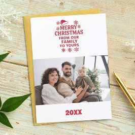 Tarjeta Festiva Merry Christmas red white modern photo card