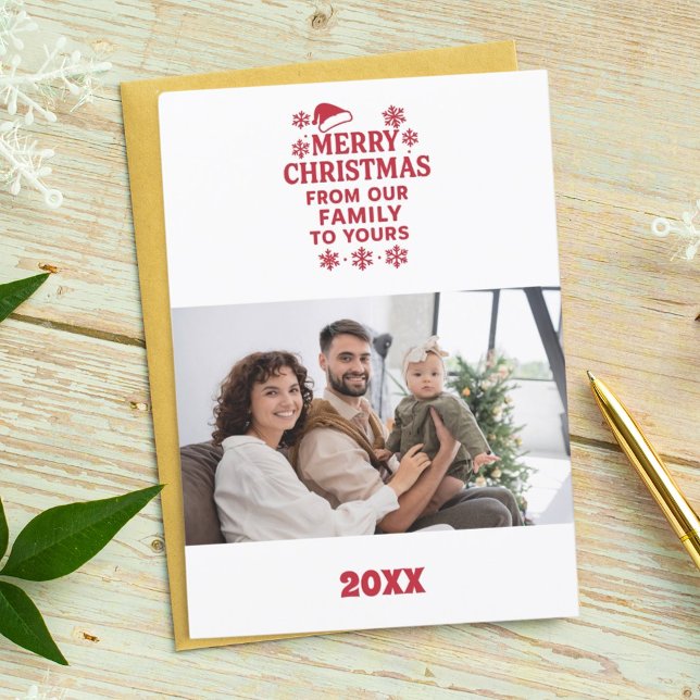 Tarjeta Festiva Merry Christmas red white modern photo card (Subido por el creador)