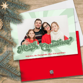 Tarjeta Festiva Merry Christmas Retro Typography Multi Photo