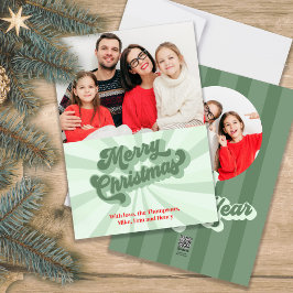 Tarjeta Festiva Merry Christmas Retro Typography Two Photo