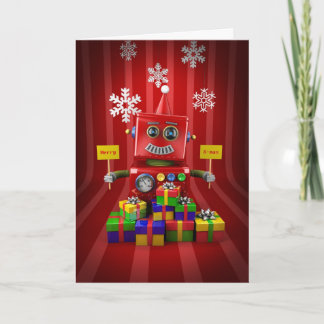 Tarjeta Festiva Merry Christmas Robot