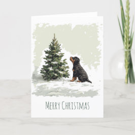 Tarjeta Festiva Merry Christmas Rottweiler Dog Christmas Tree
