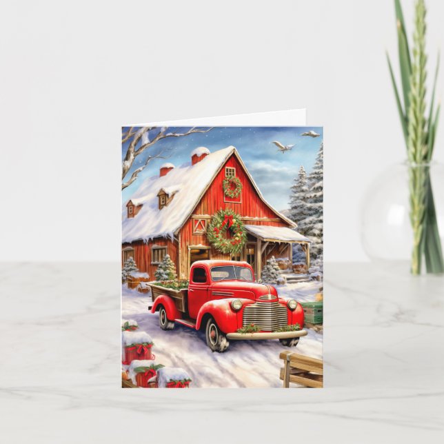 Tarjeta Festiva Merry Christmas Rustic Country Farmhouse (Anverso)