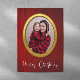 Tarjeta Festiva Merry Christmas Rústico Divertido Marco Cute Agreg