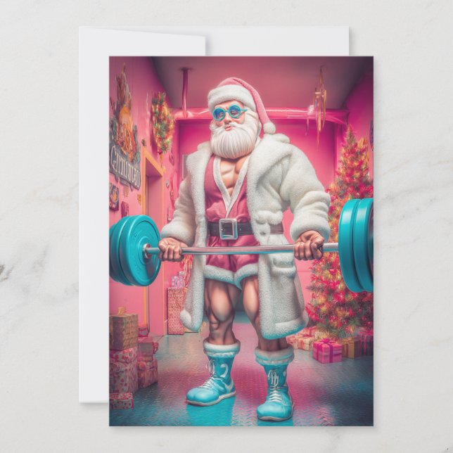 Tarjeta Festiva Merry Christmas | Santa Lifts More Than Gifts Holi (Anverso)