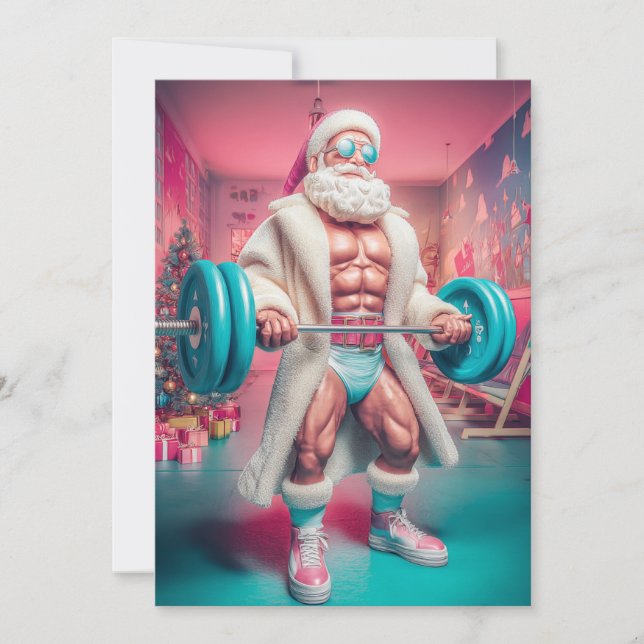 Tarjeta Festiva Merry Christmas | Santa Lifts More Than Gifts Holi (Anverso)