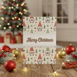 Tarjeta Festiva Merry Christmas Scandinavian Gnomes Holiday Card