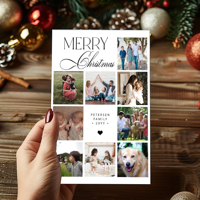Tarjeta Festiva Merry Christmas script 9 photo collage Christmas (Subido por el creador)