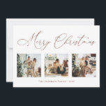 Tarjeta Festiva Merry Christmas Script Brown Multi Collage de foto<br><div class="desc">Crea hermosos recuerdos esta temporada de vacaciones con esta tarjeta multifoto de vacaciones de collage. Esta tarjeta contiene un guión minimalista moderno con tus fotos favoritas en la parte delantera y una en la parte posterior. Personalice esta tarjeta de personalizable completa con su saludo, mensaje, nombre de familia y año....</div>