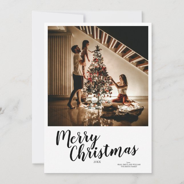 Tarjeta Festiva Merry Christmas Script Custom Trees Card (Anverso)
