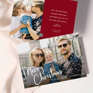 Tarjeta Festiva Merry Christmas Script Letters 2 Photo