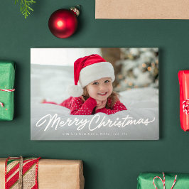 Tarjeta Festiva Merry Christmas script simple dos foto