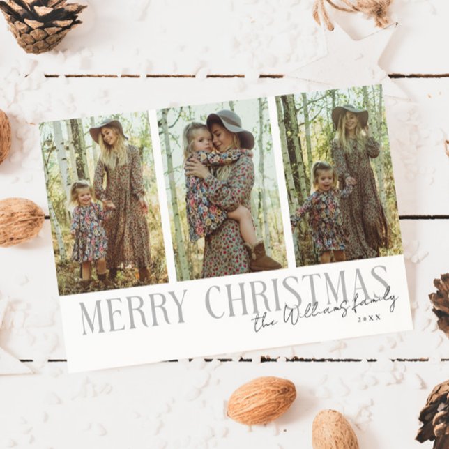 Tarjeta Festiva Merry Christmas Signature Multi Photo White (Subido por el creador)
