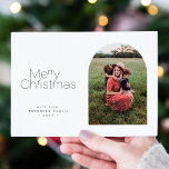 Tarjeta Festiva Merry Christmas simple minimalist multi photo<br><div class="desc">Elegant minimal Merry Christmas typography and trendy arch shape photo and grid collage modern winter holiday card.         Easy to personalize with your family photo and text on both sides!</div>