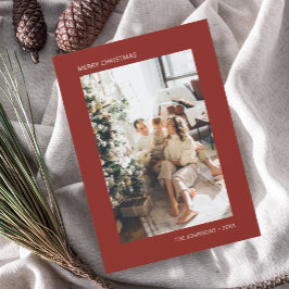 Tarjeta Festiva Merry Christmas Simple Photo Red