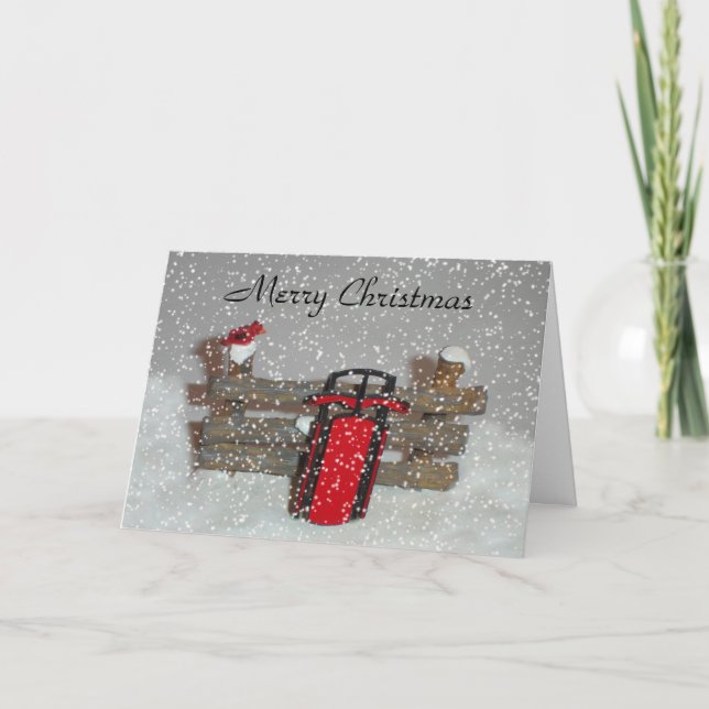 Tarjeta Festiva Merry Christmas Sled Card (Anverso)