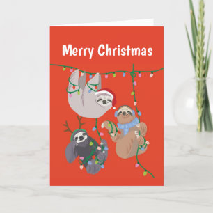 Tarjeta Festiva Merry Christmas Sloth