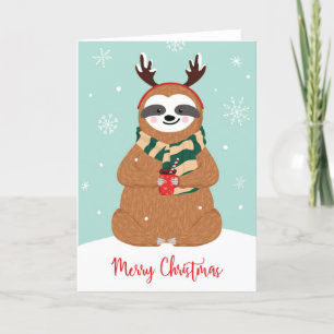 Tarjeta Festiva Merry Christmas Sloth
