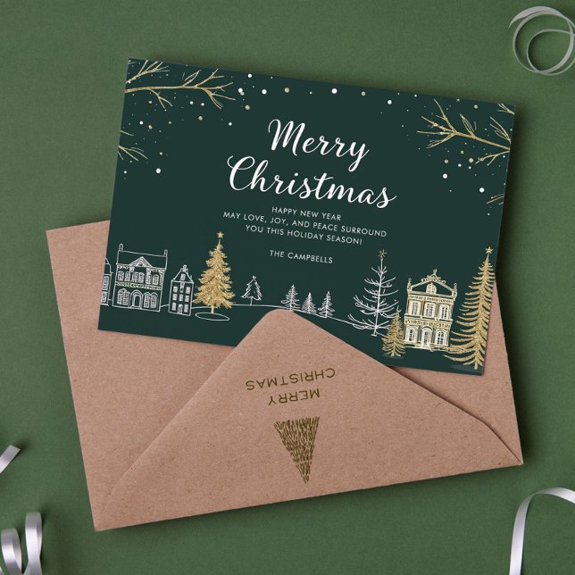 Tarjeta Festiva Merry Christmas Snow Landscape Holiday Card (Subido por el creador)