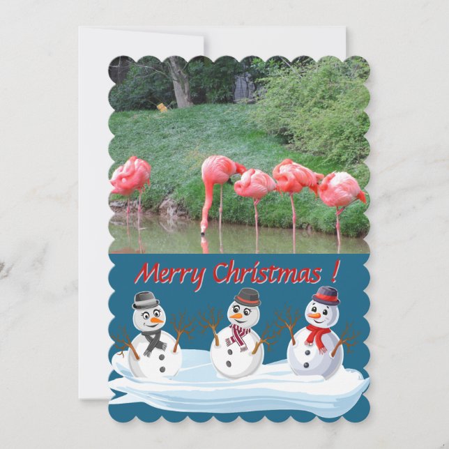 Tarjeta Festiva Merry Christmas snowman 1 photo custom (Anverso)