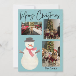 Tarjeta Festiva Merry Christmas Snowman Photo Card