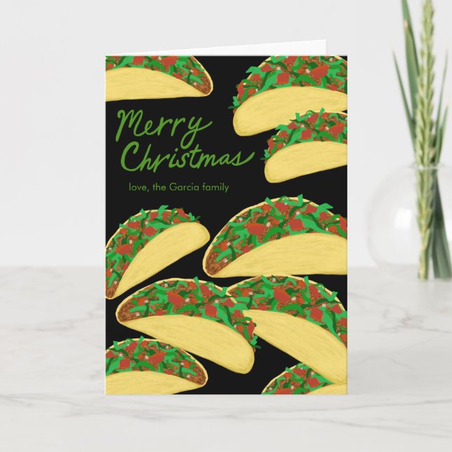 Tarjeta Festiva MERRY CHRISTMAS Taco Avalanche Delicious Personali (Anverso)
