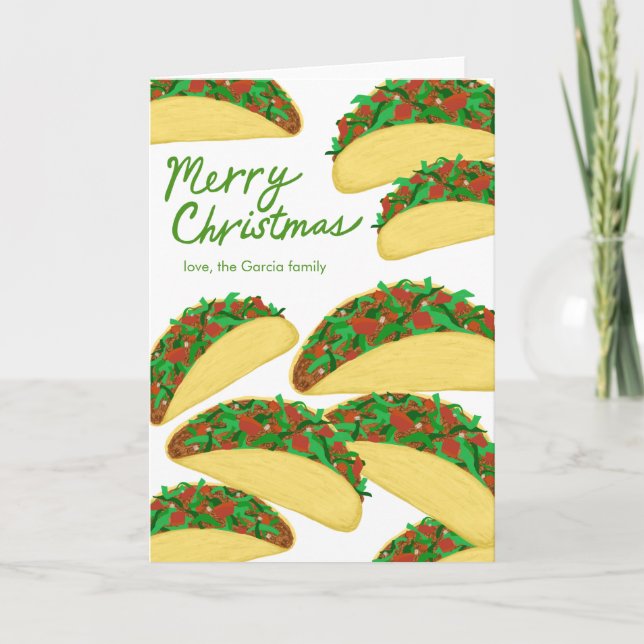 Tarjeta Festiva MERRY CHRISTMAS Taco Avalanche Delicious Personali (Anverso)