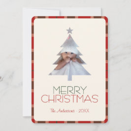 Tarjeta Festiva Merry Christmas Tartan Plaid Photo