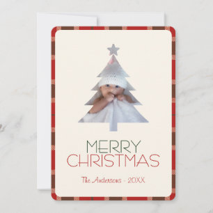 Tarjeta Festiva Merry Christmas Tartan Plaid Photo