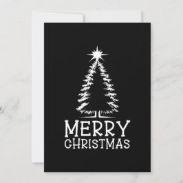 Tarjeta Festiva Merry Christmas Tree Black Chic Distressed Grunge