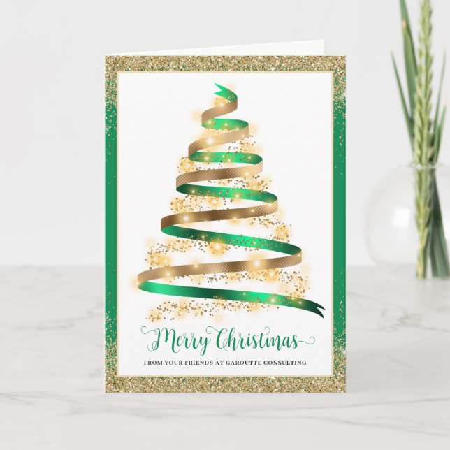 Tarjeta Festiva Merry Christmas Tree Corporate Business Logo (Anverso)