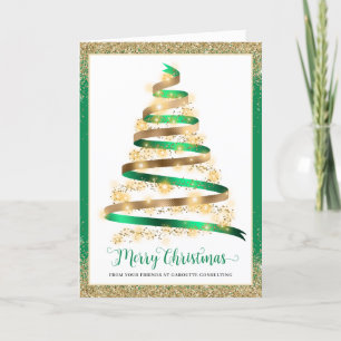 Tarjeta Festiva Merry Christmas Tree Corporate Business Logo