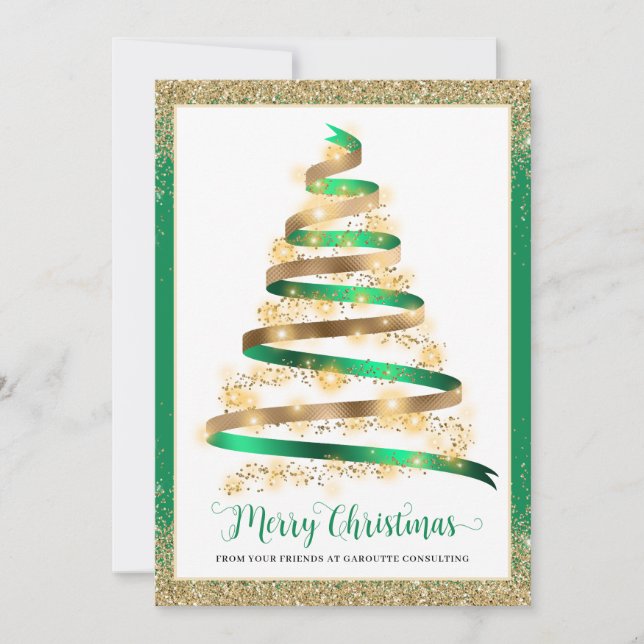 Tarjeta Festiva Merry Christmas Tree Corporate Business Logo (Anverso)