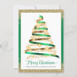Tarjeta Festiva Merry Christmas Tree Corporate Business Logo