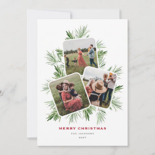 Tarjeta Festiva Merry Christmas Tree Multi Photo
