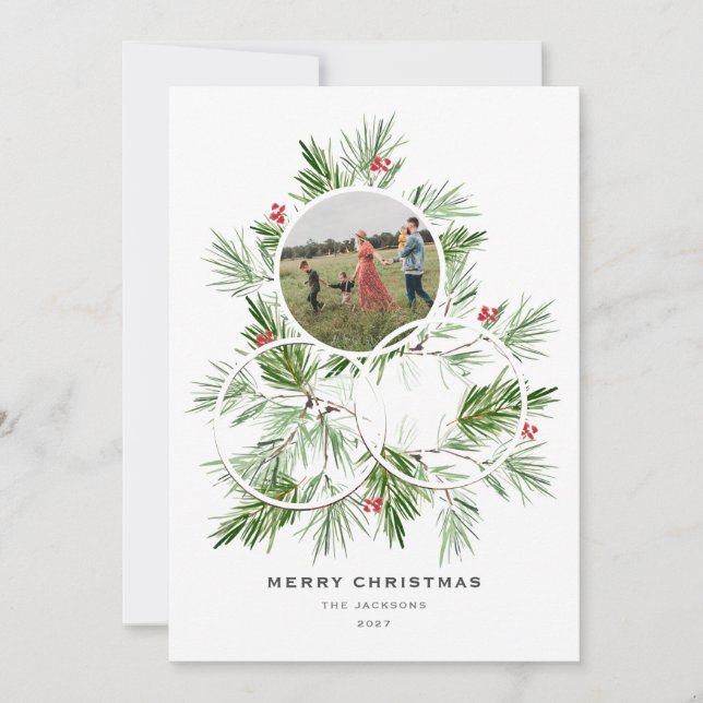 Tarjeta Festiva Merry Christmas Tree Multi Photo (Anverso)