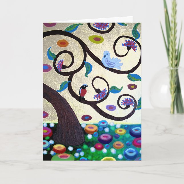 Tarjeta Festiva Merry Christmas Tree of Life (Anverso)