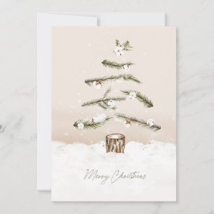 Tarjeta Festiva Merry Christmas Tree Watercolor