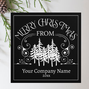 Tarjeta Festiva Merry Christmas Trees Company Name