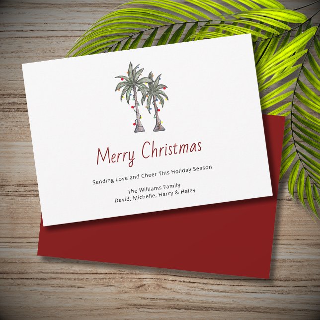 Tarjeta Festiva Merry Christmas Tropical Palm Trees Beach  (Subido por el creador)