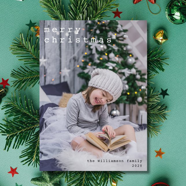 Tarjeta Festiva Merry Christmas Typewriter Font Photo (Subido por el creador)