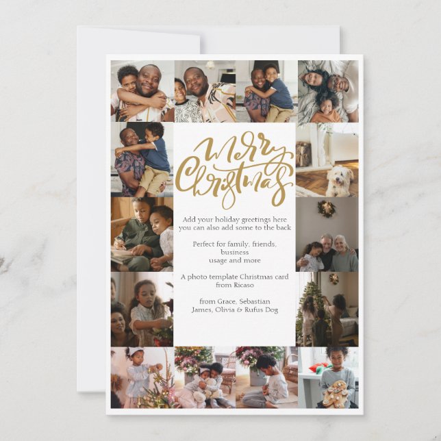 Tarjeta Festiva Merry Christmas Typography 17 Photo (Anverso)