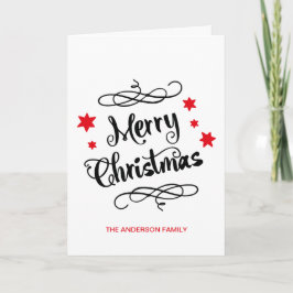 Tarjeta Festiva Merry Christmas Typography Red White